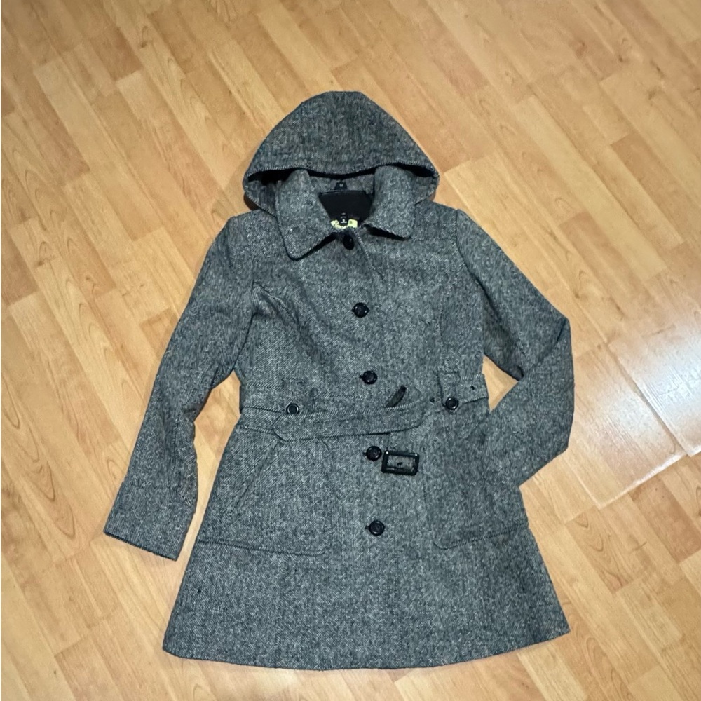 Maralyn & Me Gray Hooded Trench Coat